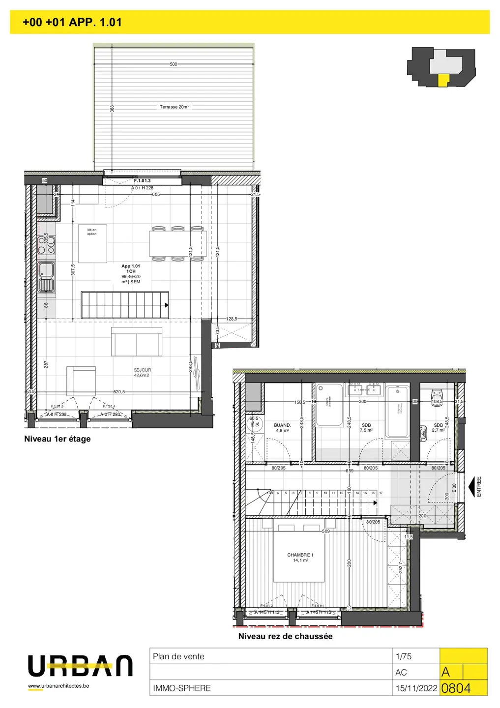 Photo 2 sur 3 pour Duplex d'une chambre à Rebecq