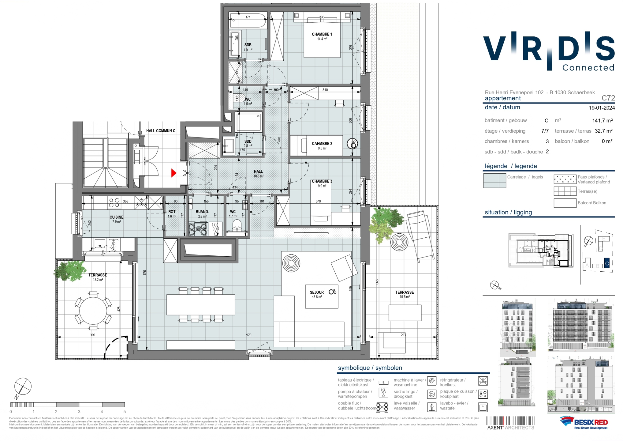 Picture 4 of 4 for Flat with three bedrooms in Schaarbeek